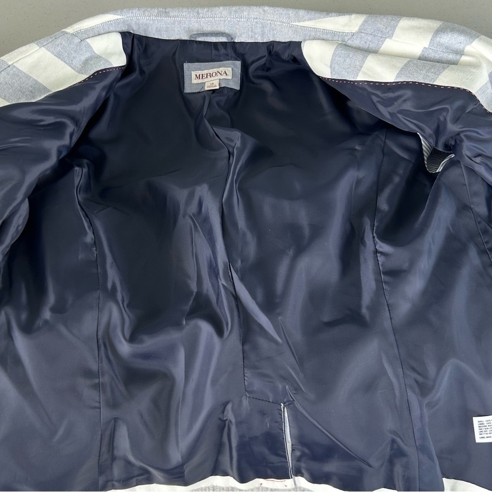 Merona 100% Cotton Striped Business Work Office One Button Blazer NWOT Size 14 - Picture 7 of 9